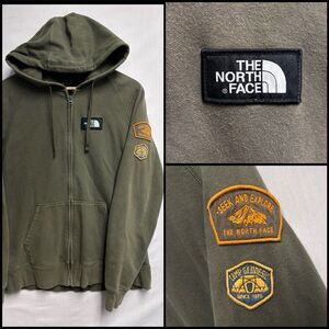 The North Face Camp Geodesic Full Zip Hoodie Army Green Patches Logo Women’s L